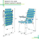 GAOMON 2pcs Strip Beach Chair 120kg Folding Beach Seat Chair Blue
