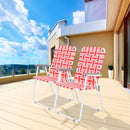 GAOMON 2pcs Beach Chair Steel Tube Bearing 120kg Folding Beach Chair Red White Strips