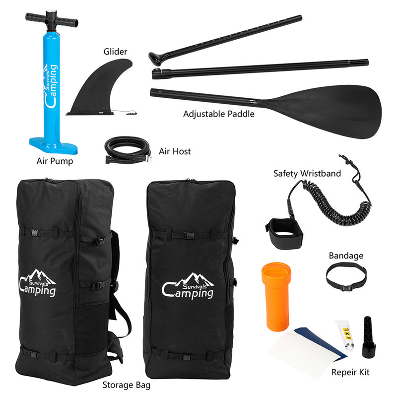 GAOMON Inflatable Stand Up 11ft Paddle Board with Removable Fin Surfboard Sup Blue Gray