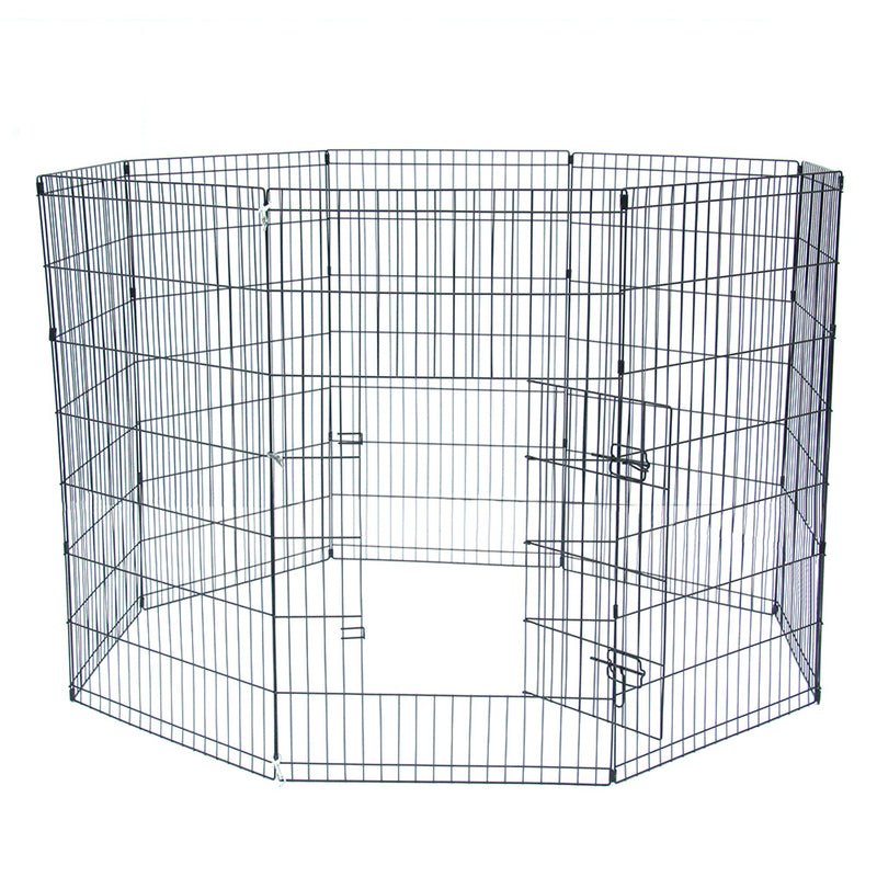 GAOMON 42" Basics Play Area Foldable Metal Pet Wire Fence 8 Pieces with Open Doors Black
