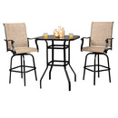 GAOMON Iron Patio High Bar Table 5mm Tempered Glass Exquisite Workmanship Table