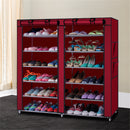 GAOMON Shoe Cabinet 6-layer Double-row 12-compartment Shoe Organizer Container Wine Red