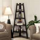 GAOMON 5 Tier Corner Shelf Stand Wood Display Storage Home Furniture Rack Black