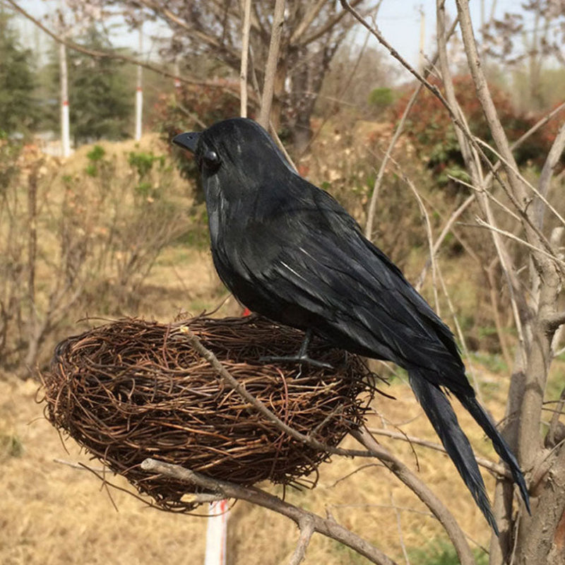 GAOMON 1pc Black Feathered Crow Extra Large Handmade Realistic Shape Birds For Halloween