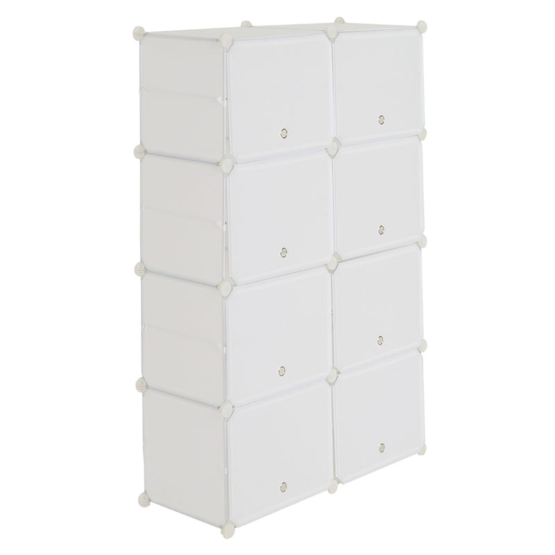 RONSHIN 2 Rows 7-tier 14 Grids Shoe Rack Organizer 40x30cm Cube Shoe Cabinet 72x32x122cm White