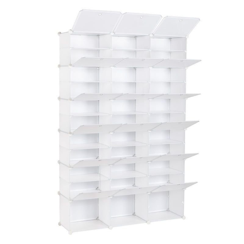 RONSHIN 3 Rows 12-tier Portable Shoe Rack Organizer Shoe Cabinet 122 x 32 x 180cm White