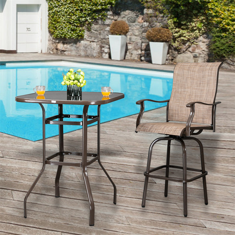 GAOMON Bar Table Patio Table Bistro High Top Patio Table Outdoor Brown