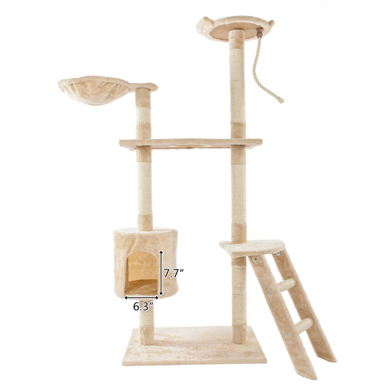 GAOMON Multi-level Cat Tree Condo Cat Climbing Frame for Kittens Cats Pets Beige