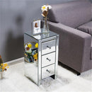 GAOMON Mini Cabinet Table with 3-drawers Nightstand Bedroom Silver