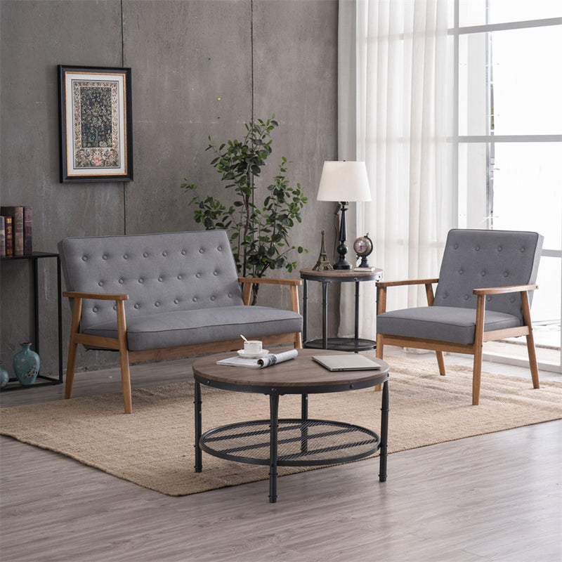 GAOMON Wooden Leisure Chair Retro Modern Comfortable Double Sofa Chair 126 x 75 x 83.5cm