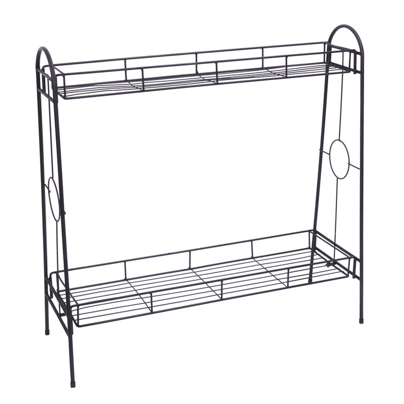 GAOMON 2-tier Standing Plant Stand Round Pattern Plant Rack Black