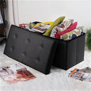 GAOMON Folding Storage Cube Seat PU Leather 76*38*38cm Black
