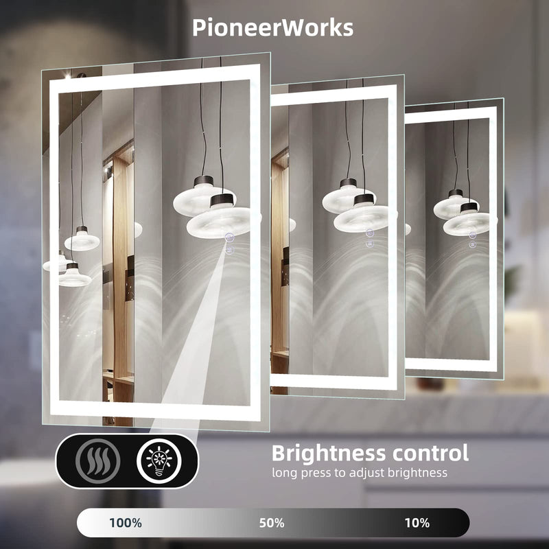 GAOMON LED Bathroom Mirror 24 x32  Large Dimmable Wall Mirrors Front Backlight Anti Fog Shatter-Proof