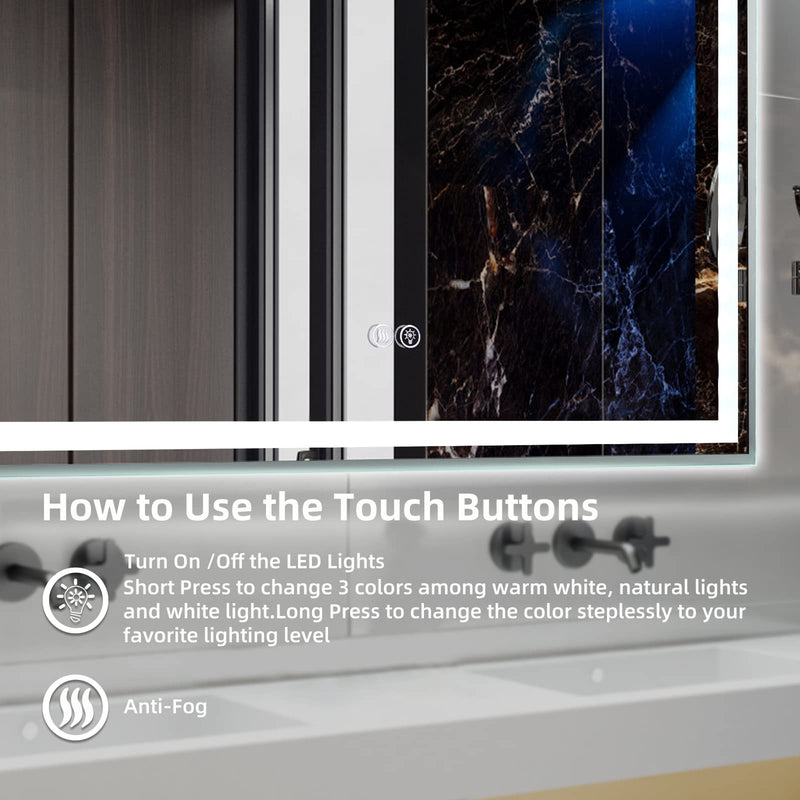 GAOMON LED Bathroom Mirror 24 x40 Large Dimmable Wall Mirrors with Front & Backlight Anti-Fog Shatter-Proof