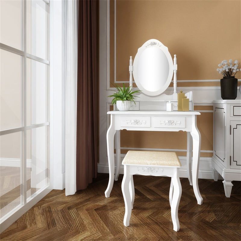 GAOMON Mirror Dresser Mdf Modern Concise 4-Drawer Removable Mirror Dresser