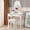 GAOMON 5-drawer Dressing Table with Single Mirror White