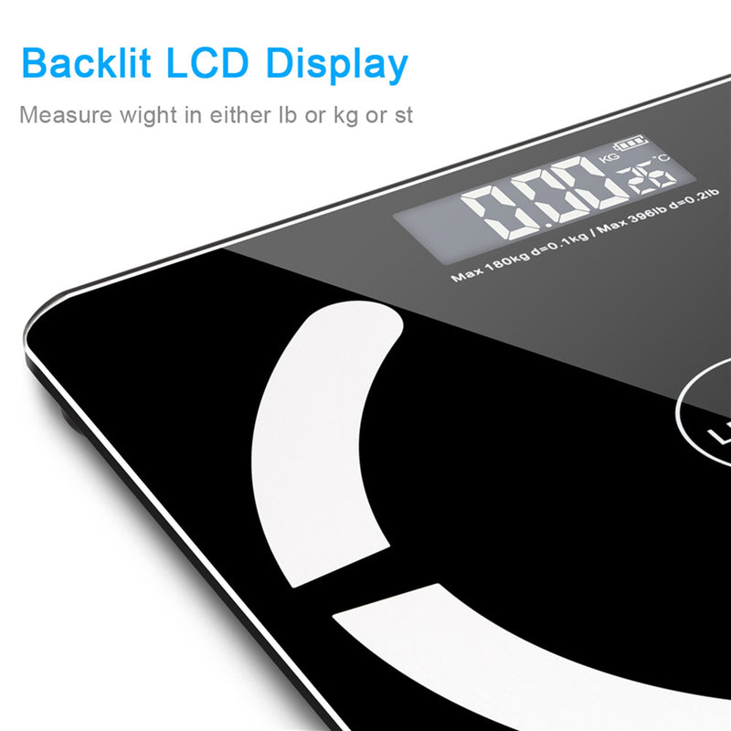 GAOMON Body Fat Scale Bluetooth 180kg Capacity Black