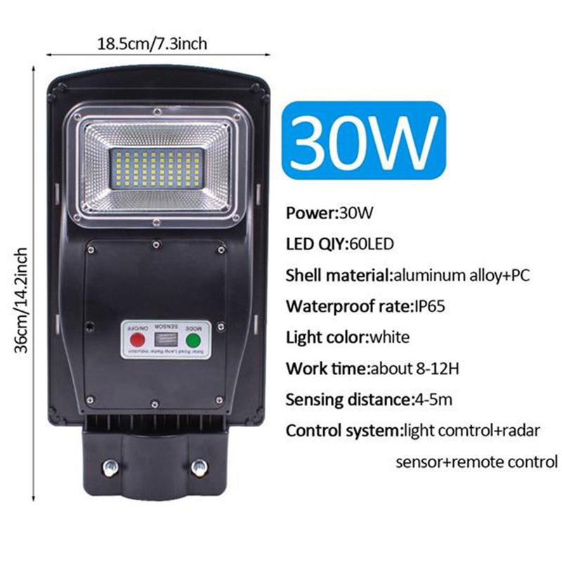 GAOMON 30w 60leds Solar Street Path Light Ultra-bright Light Outdoor Wall Road Lamp Black