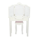 GAOMON Children Dressing Table Set with Three-sided Folding Mirror Single Drawer Chair Pink