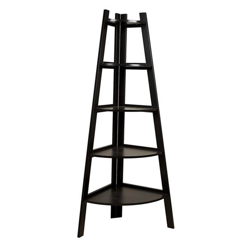 GAOMON 5 Tier Corner Shelf Stand Wood Display Storage Home Furniture Rack Black