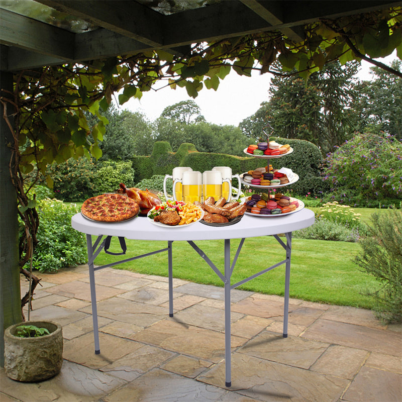 GAOMON 48 Inch Round Folding Table Lightweight Outdoor Utility Table Furniture