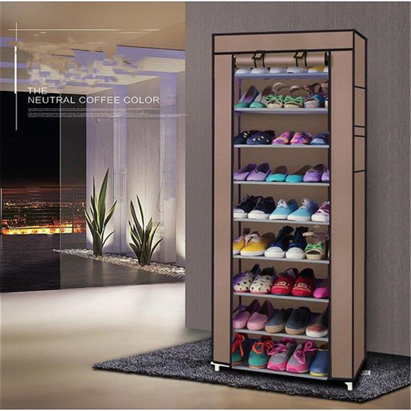 GAOMON 10-tiers Shoe Rack Closet Shoe Storage Cabinet Organizer Brown