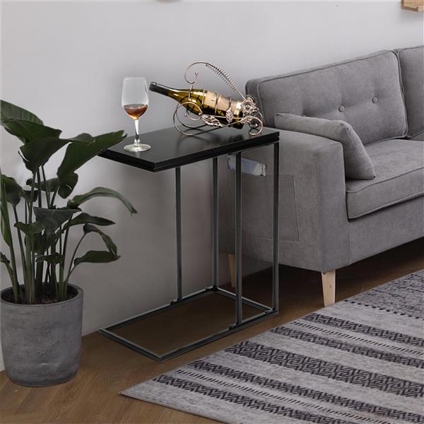 GAOMON L Side Table for Living Room Bedroom Assemble Side Table Black
