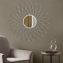 GAOMON Round Mirror with Radial Triangle Edge Decorative Mirror 90.17*2*90.17cm Silver