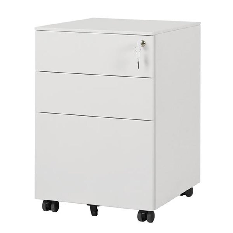 GAOMON 39cm Movable Storage Cabinet with Three Side-pull Drawers File Cabinet White
