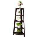 GAOMON 5-layer Fan-shaped Corner Shelf Household Organizer for Living Room Brown