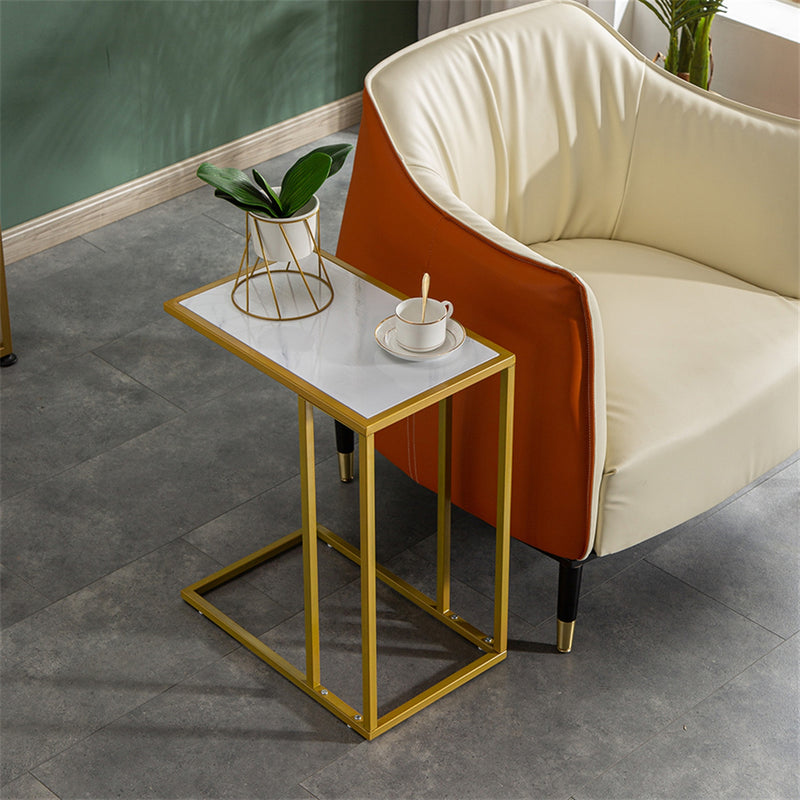 GAOMON Marble Side Table Easy to Assemble Table with Sturdy Table Legs 30x48x61cm