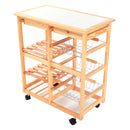 GAOMON Wooden Dining Cart with 2-Drawer Removable Storage Rack Shelf