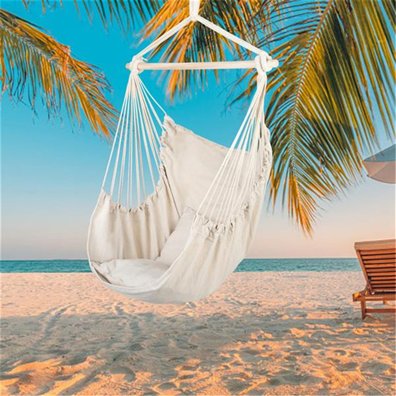 GAOMON Hammock Chair Durable Hanging Chair with Two Pillows Beige