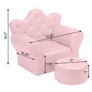 GAOMON Children Sofa Solid Wood Composite Board Crown-Shape Single Sofa Pink