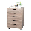 GAOMON Wooden File Cabinet Five Drawers with 360 Degree Removable Wheels Coffee