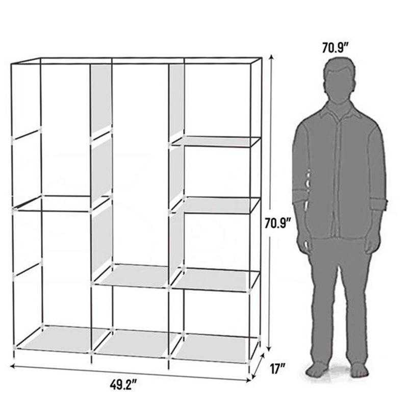 GAOMON Portable Closet Wardrobe Clothes Rack 4-tier 8-rack W/3 Hanger 125*43.18*180cm Black