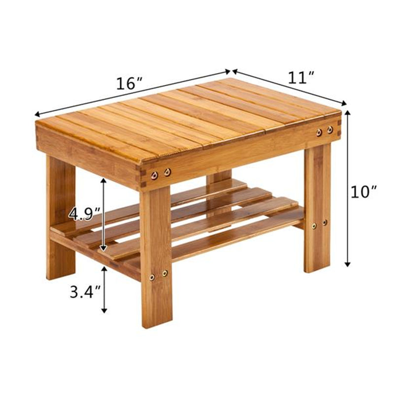 GAOMON Small Bamboo Seat Stool for Kids Foot Rest Shaving Stool 41x28x26cm