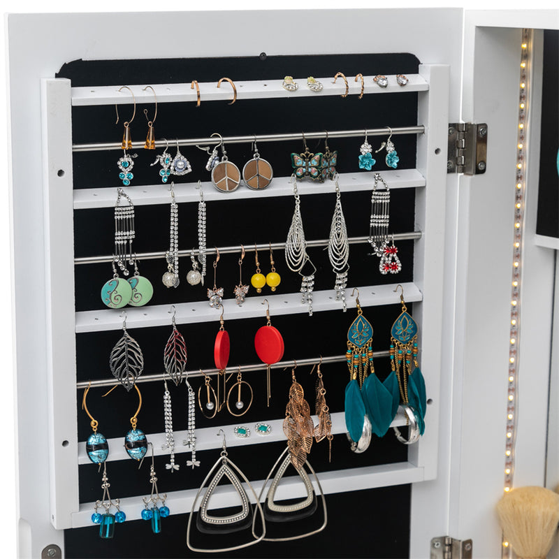 GAOMON Wooden Jewelry Storage Mirror Cabinet Wall Hanging Shelf - White