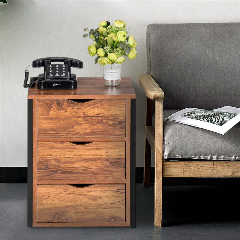 GAOMON Steel Frame Three-drawing Bedside Table Household Furniture for Living Room