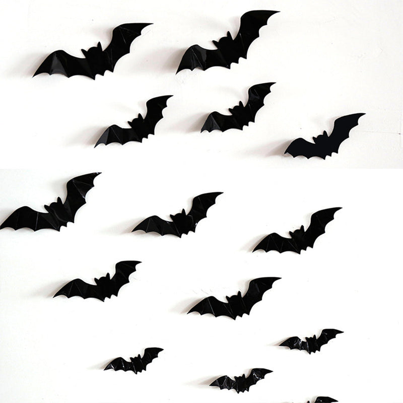 WHIZMAX 160PCS 3d Bats Wall Stickers 4 Sizes Halloween Decorative Decals Wallpaper