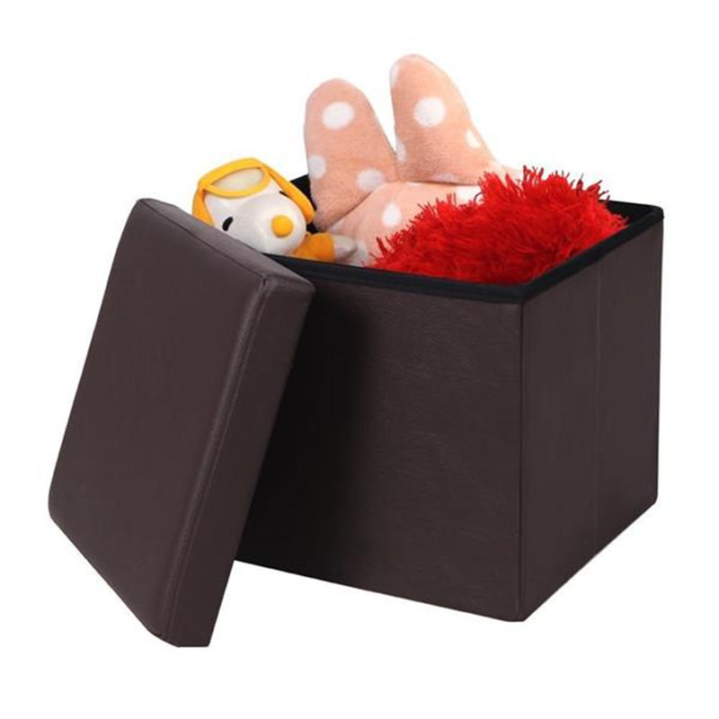 GAOMON 38*38*38cm Footstool Storage Cube Footrest Seat Brown
