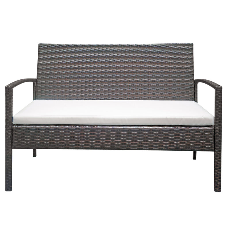 GAOMON 4pcs Embossing Armrest Chairs Love Double Seat Single Sofa Coffee Table Rattan Sofa Set