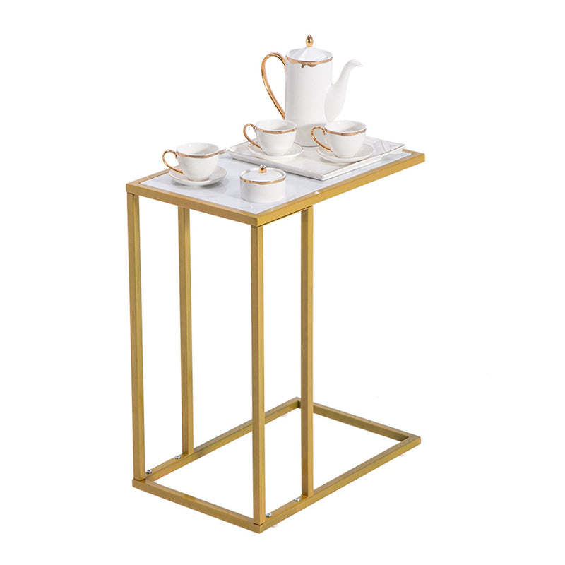 GAOMON Marble Side Table Easy to Assemble Table with Sturdy Table Legs 30x48x61cm
