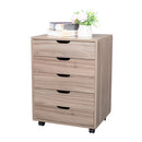 GAOMON Wooden File Cabinet Five Drawers with 360 Degree Removable Wheels Coffee
