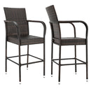 GAOMON 2pcs Rattan Bar Chair Iron Frame Outdoor Chair Garden Furniture 53x53x120cm Brown