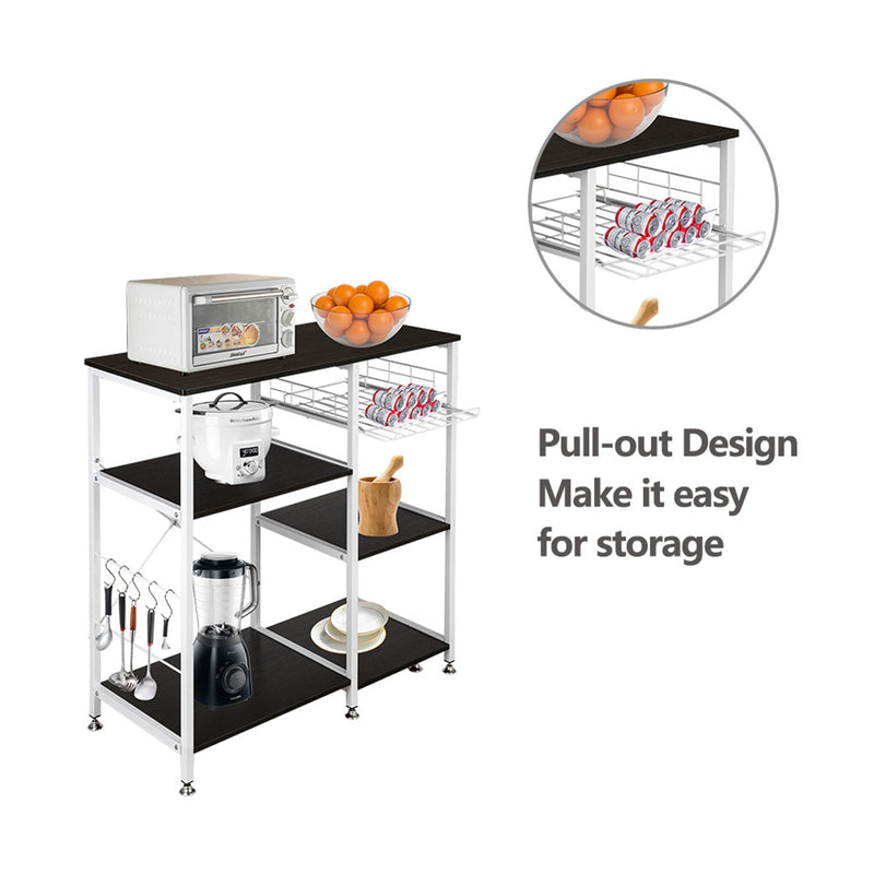 GAOMON 4-layer Microwave Oven Rack Floor-standing 90*40*84cm Black