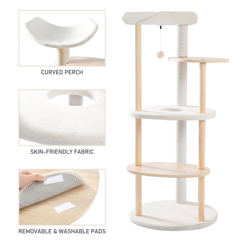 GAOMON Multi-layer Cat Tree Modern Cat Tower Cat Scratching Post Jumping Platform Plush Hanging Ball
