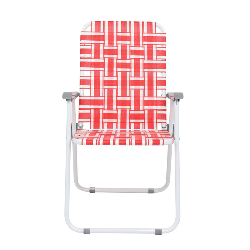 GAOMON 2pcs Beach Chair Steel Tube Bearing 120kg Folding Beach Chair Red White Strips