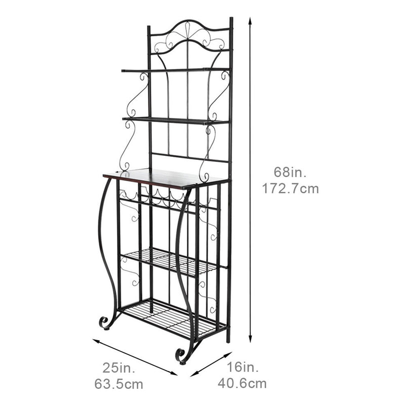 GAOMON 5-tier Metal Kitchen Rack Storage Holder Organizer Black