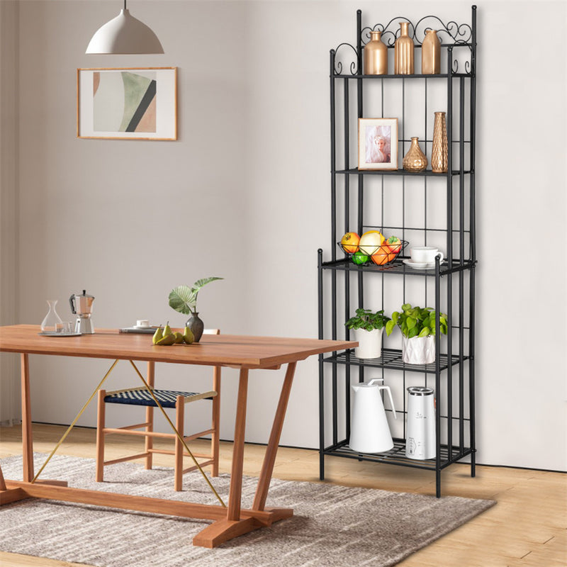 GAOMON 5-tier Storage Rack Top Bathroom Storage Shelf Black